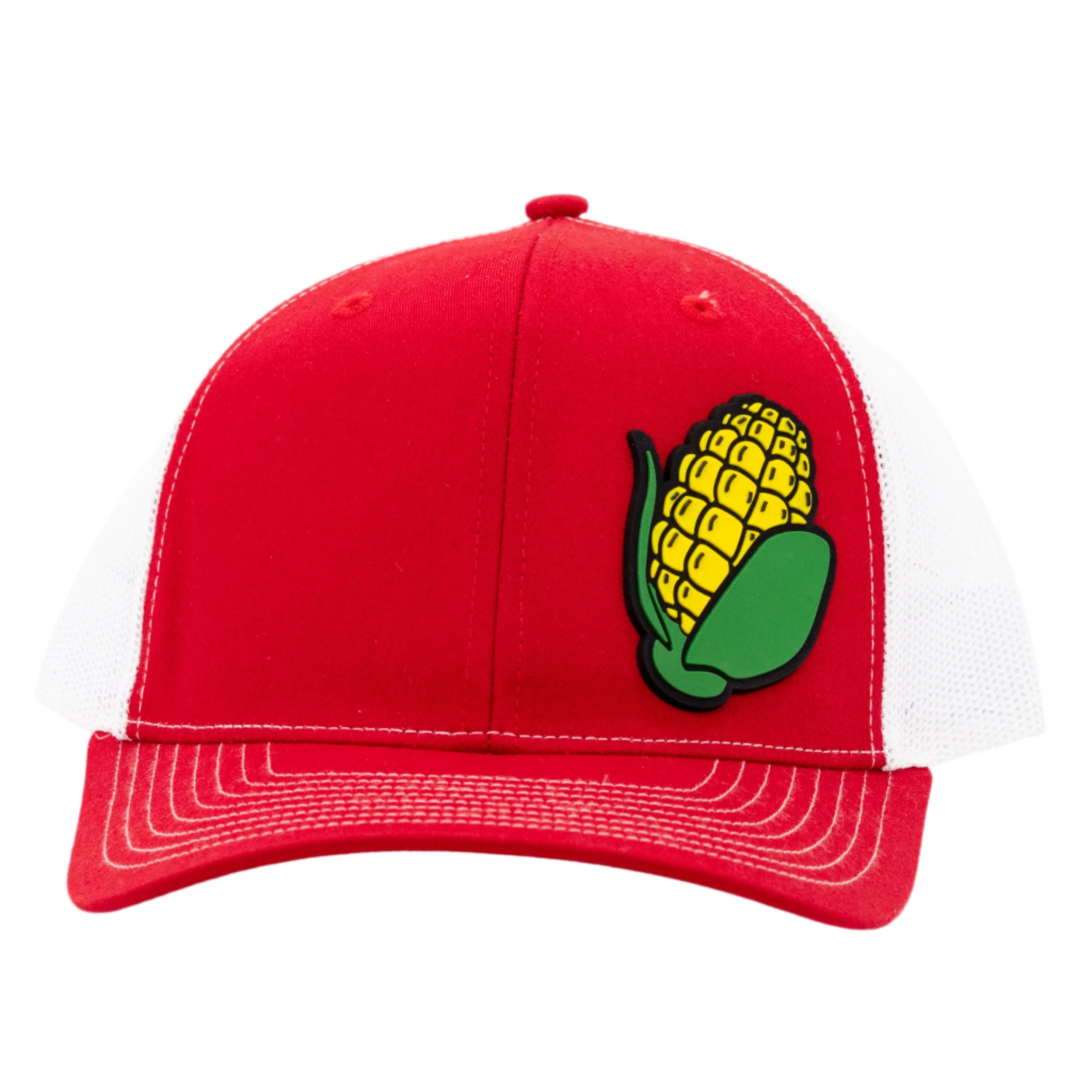 Red cap with a corn illustration on a white background