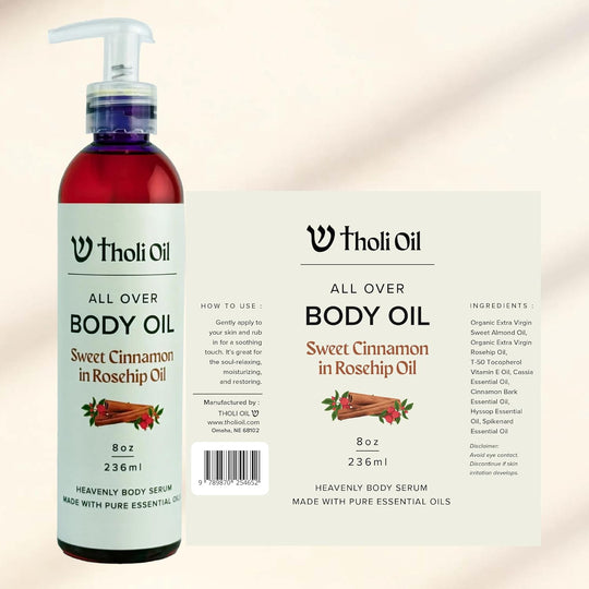 Tholi Oil All Over Body Oil bottle and packaging on a light background