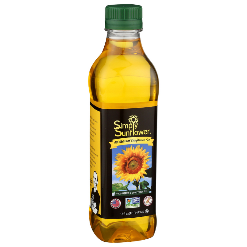 Simply Sunflower All-Natural Sunflower Oil | Non GMO, Gluten-Free, Vegan | Heart Healthy Cooking Oil | 16 oz. | 12 Pack | Shipping Included