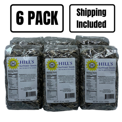 Roasted Sunflower Seeds to Eat | Half Salt | 12 oz. bag | 6 Pack | Shipping Included