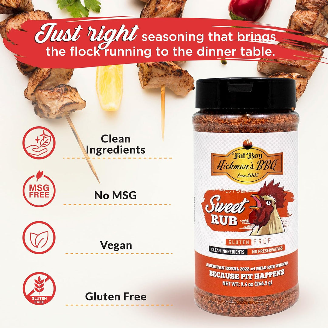 Sweet Natural Gluten Free BBQ Rub 9.4 oz | Gluten Free | Hickman's Fat Boy BBQ