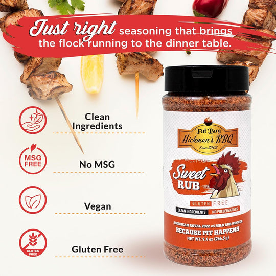 Sweet Natural Gluten Free BBQ Rub 9.4 oz | Gluten Free | Hickman's Fat Boy BBQ
