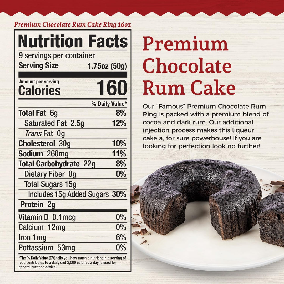 Premium Chocolate Rum Cake Ring | 1 lb | Beatrice Bakery