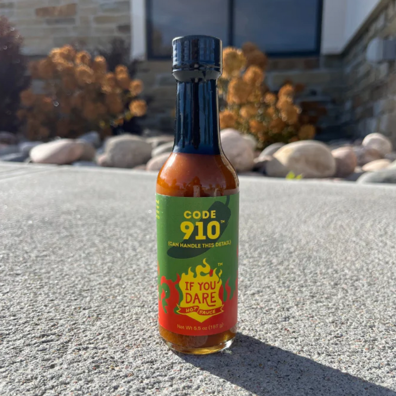 Hot Sauce | Code 910 | Can Handle This Detail | 5.5 oz. | Medium Heat | Try On Pizza, Hamburgers, Tacos, And So Much More | Nebraska-Made Hot Sauce | Blended With Simple Ingredients | Add A Kick of Heat To Anything And Everything