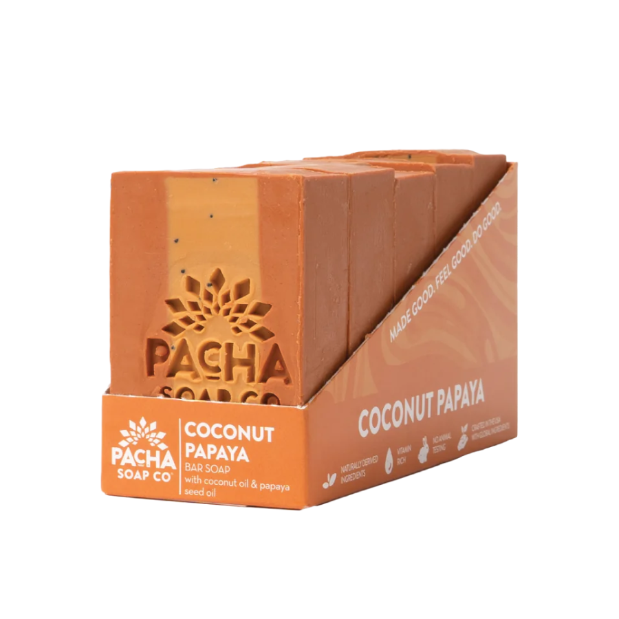 Travel Friendly Bar Soap | Coconut Papaya Scent | Moisturizing | Soothing | Uplifting | 4 oz. Bar