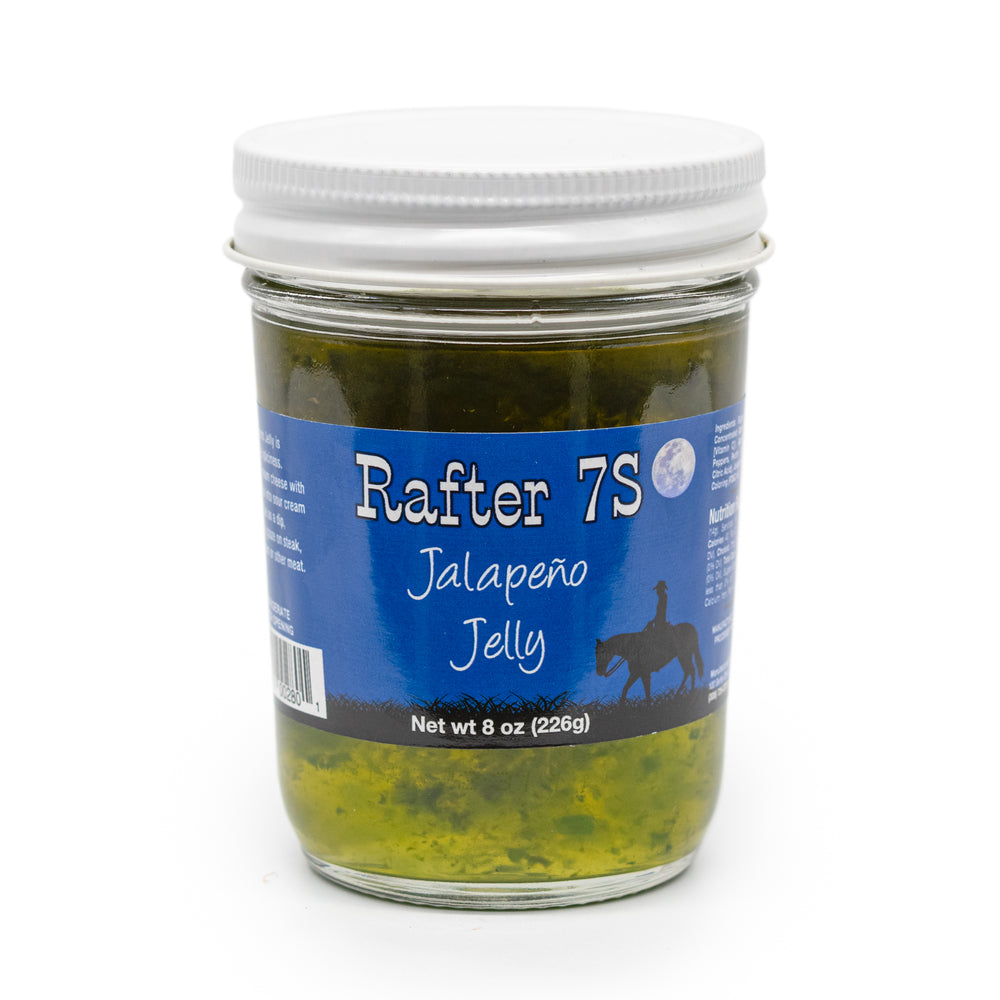 Jalapeno Jelly | 8 oz. Jar | 3 Pack | Burst of Mild Spice | Use in Dips | Fresh Jalapeños | Made in Paxton, NE | Rafter 7S