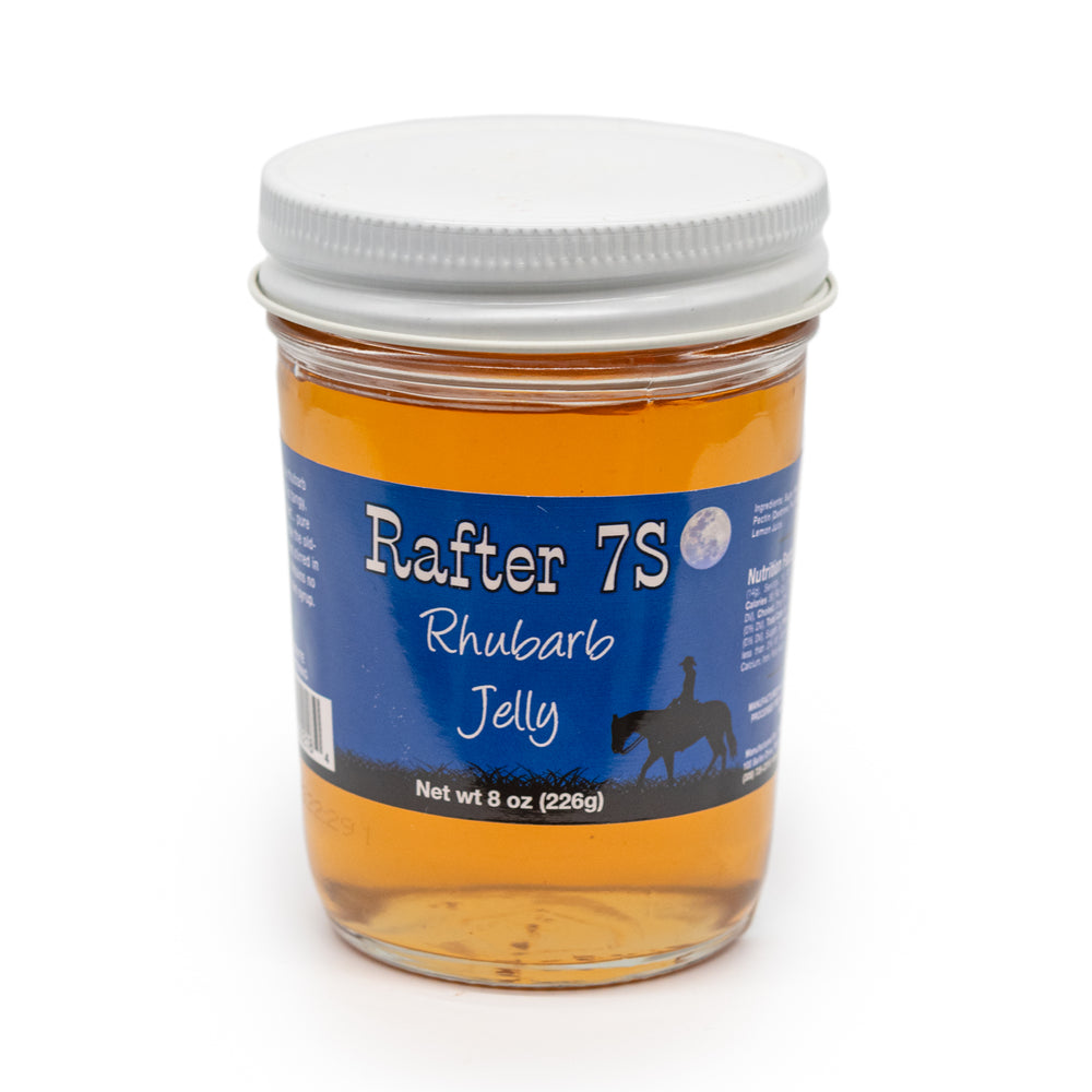 Rhubarb Jelly | 8 oz. | 3 Pack | Sweet & Tart Jelly | Fruit Spread | Fresh Rhubarb | Made in Paxton, NE | Rafter 7S