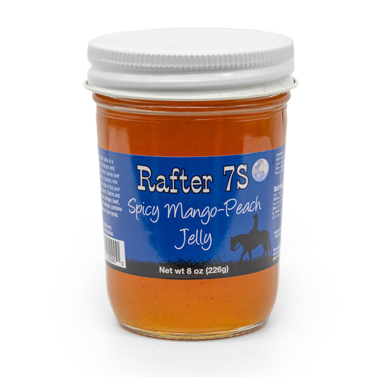 Spicy Mango-Peach Jelly | 8 oz. | 3 Pack | Tangy With A Hint of Spice | Fresh Fruit Flavor | Made in Paxton, NE | Rafter 7S