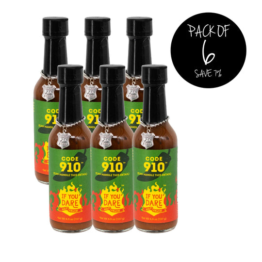 Hot Sauce | Code 910 | Pack of 6 | Can Handle This Detail | 5.5 oz. | Medium Heat | Try On Pizza, Hamburgers, Tacos, And So Much More | Nebraska-Made Hot Sauce | Blended With Simple Ingredients