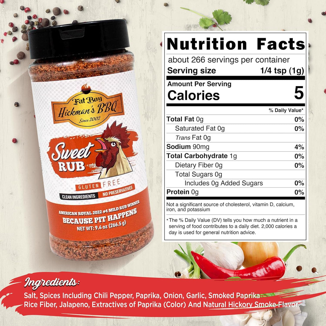 Sweet Natural Gluten Free BBQ Rub 9.4 oz | Gluten Free | Hickman's Fat Boy BBQ