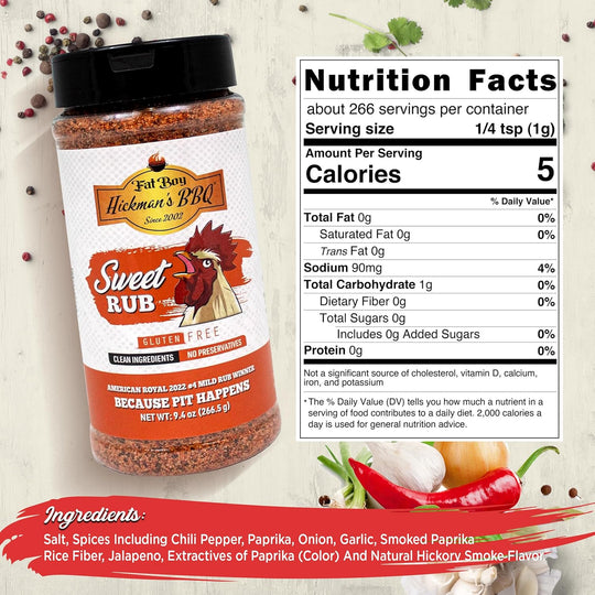 Sweet Natural Gluten Free BBQ Rub 9.4 oz | Gluten Free | Hickman's Fat Boy BBQ