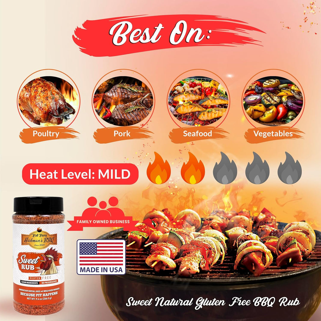 Sweet Natural Gluten Free BBQ Rub 9.4 oz | Gluten Free | Hickman's Fat Boy BBQ