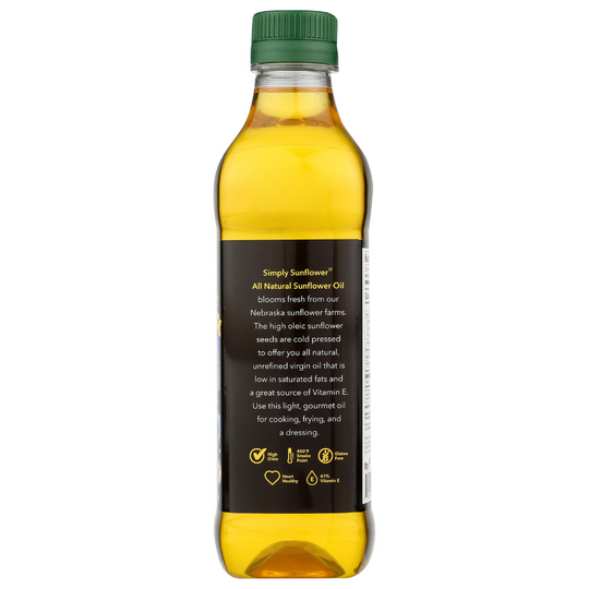 Sunflower Oil | 16 oz. | All Natural | Heart Healthy Cooking Oil | Non GMO, Gluten Free, Vegan | Made in Ord, NE | Simply Sunflower