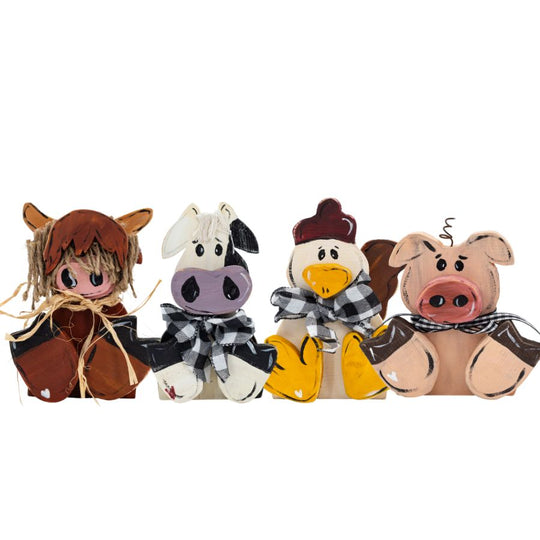 Wooden Farm Friends Bundle | Rustic Animal Decor Collection | The Painted Attic