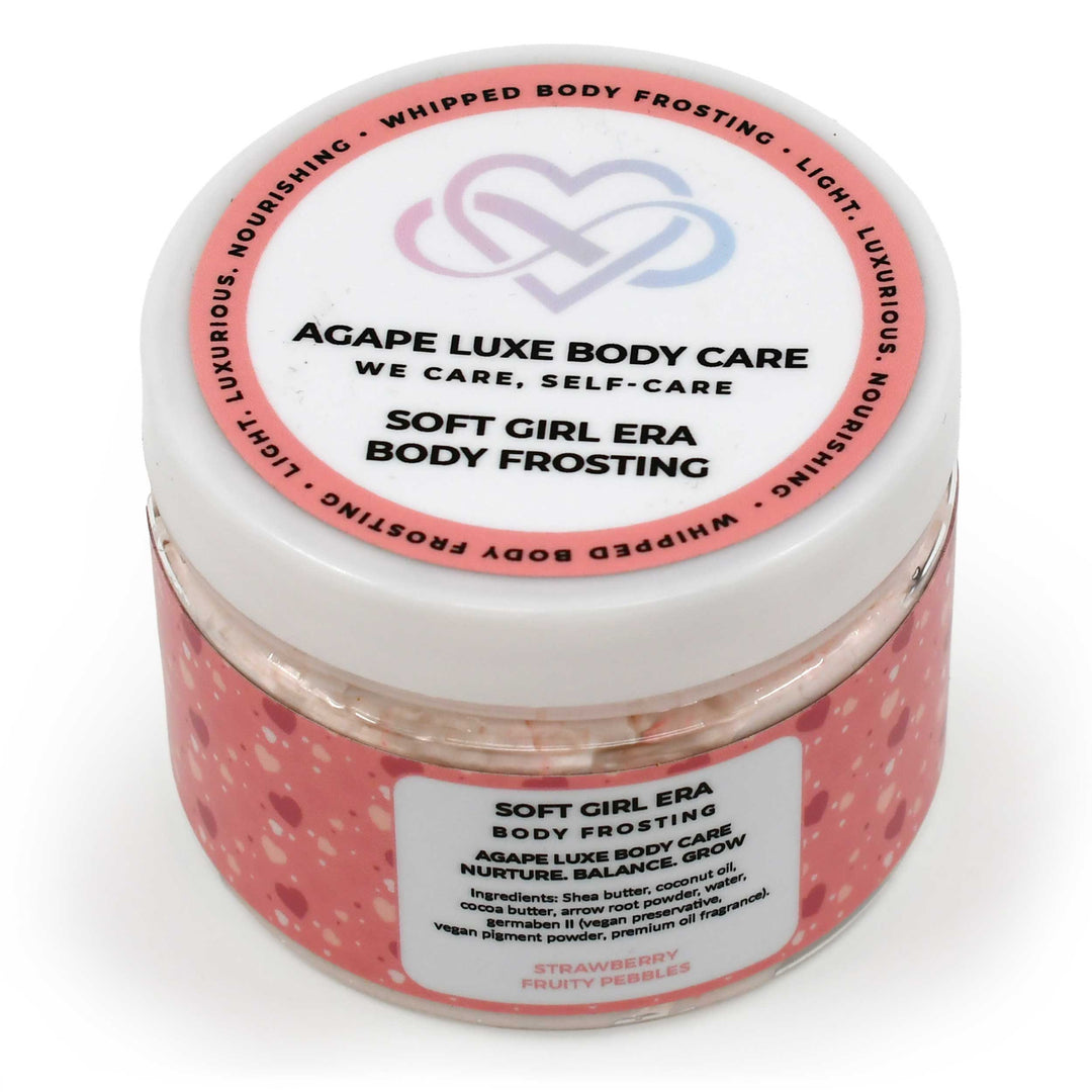 Jar of Agape Luxe Body Care Soft Girl Era Body Frosting on a white background