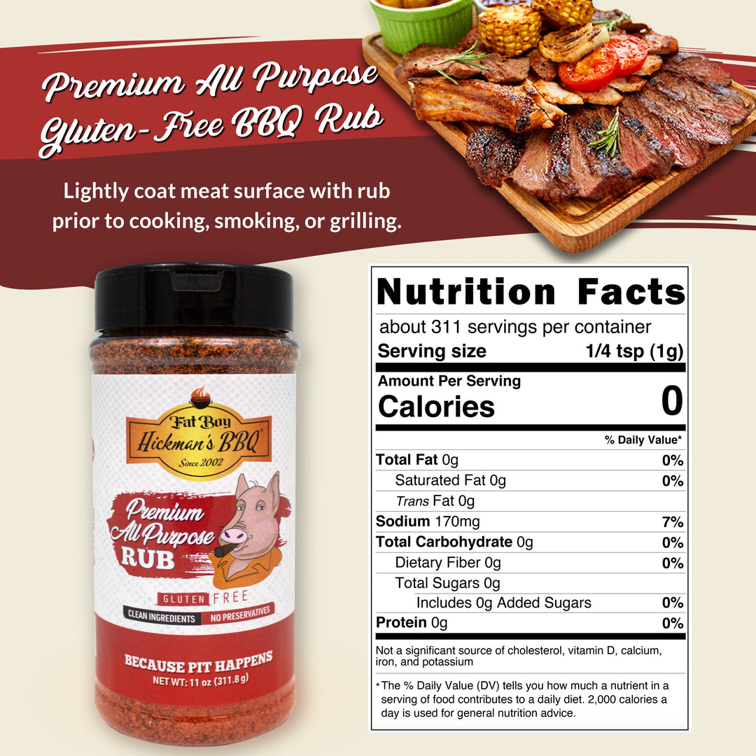 Premium All Purpose Keto Friendly BBQ Rub 11 oz | Gluten Free | Hickman's Fat Boy BBQ