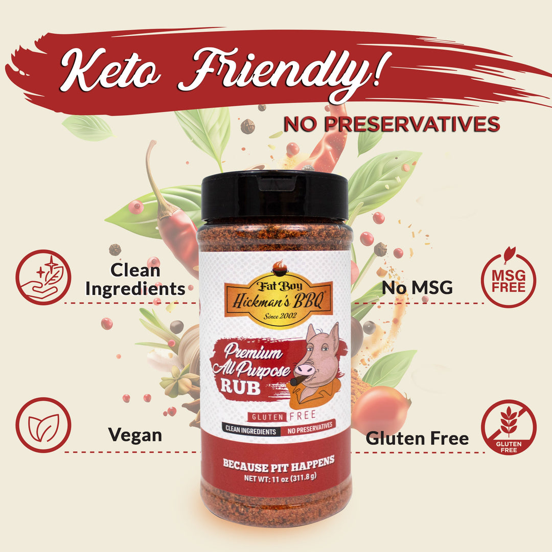 Premium All Purpose Keto Friendly BBQ Rub 11 oz | Gluten Free | Hickman's Fat Boy BBQ