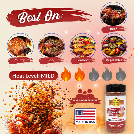 Premium All Purpose Keto Friendly BBQ Rub 11 oz | Gluten Free | Hickman's Fat Boy BBQ