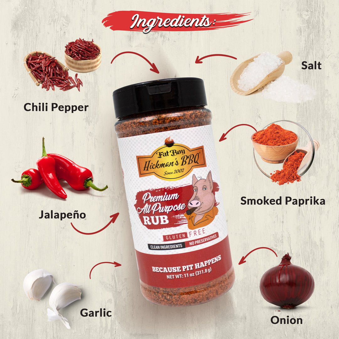 Premium All Purpose Keto Friendly BBQ Rub 11 oz | Gluten Free | Hickman's Fat Boy BBQ