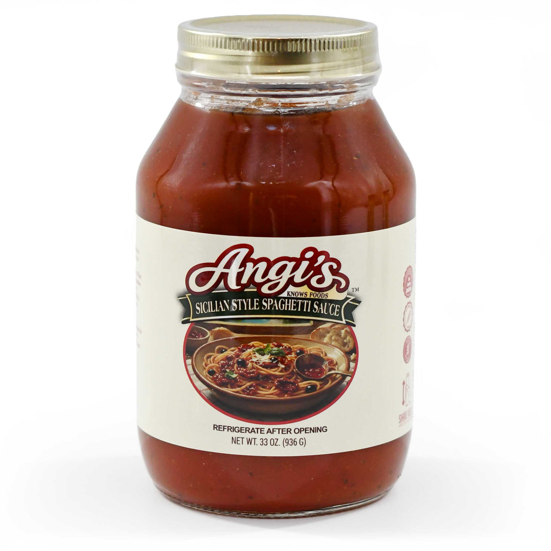 Angi's Sicilian Style Spaghetti Sauce | 33 oz | Gluten Free | Brenmar