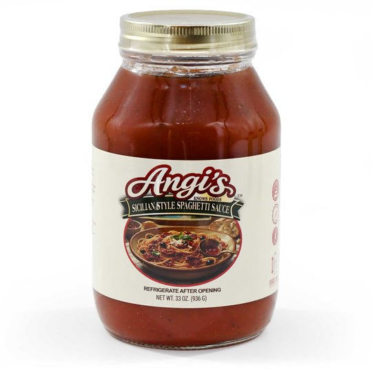 Angi's Sicilian Style Spaghetti Sauce | 33 oz | Gluten Free | Brenmar