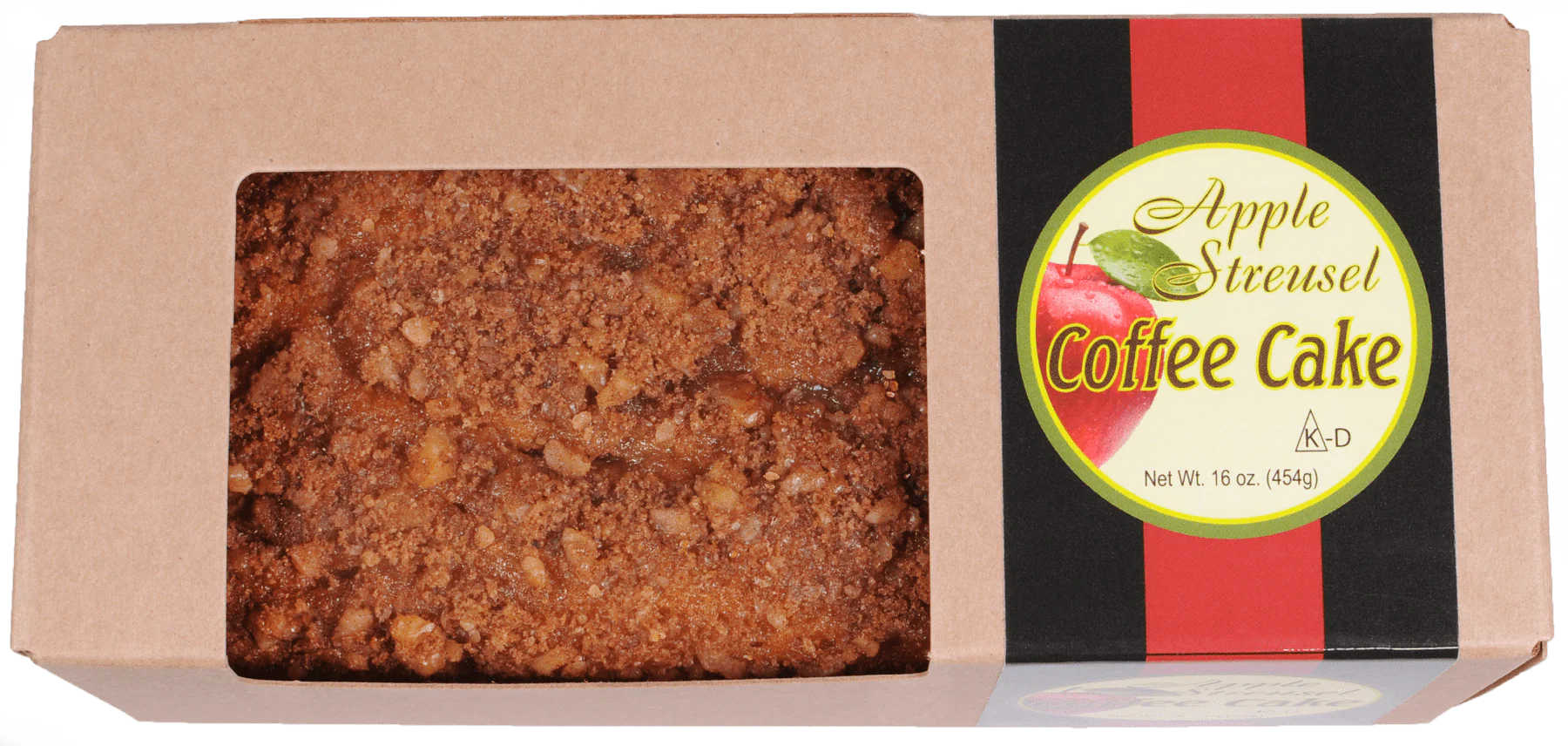 Box of Apple Streusel Coffee Cake with visible cake and brand label.