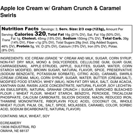Caramel Apple Crisp Ice Cream | Pack of 4 | One Pint | Shipping Included | eCreamery