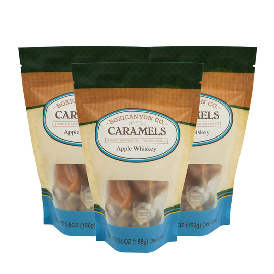 Apple Whisky Caramels | Pack of 3 | 12 Caramels Each | Boxicanyon Caramels