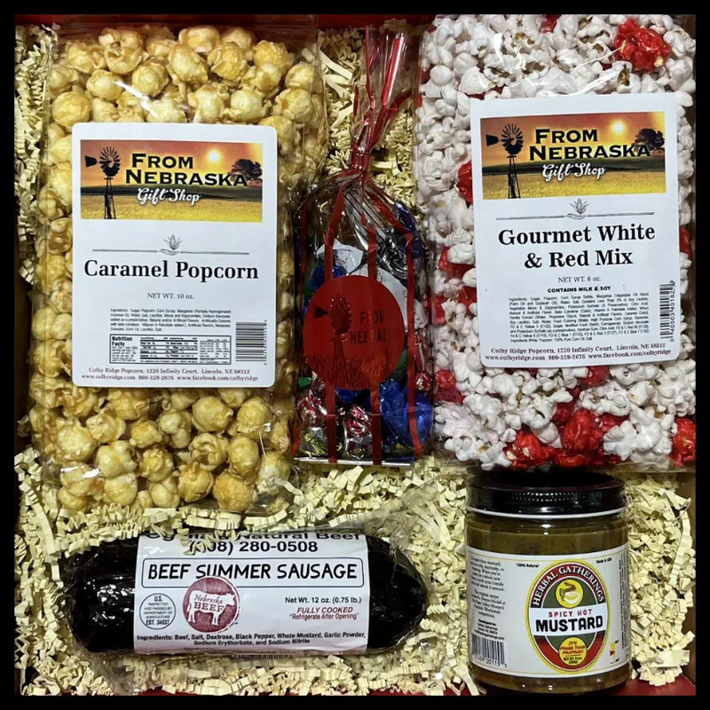 Armchair Snacks and Popcorn Gift Box | Special Gift Box | Gourmet Nebraska Gift Box | Delicious Variety | Shipping Included