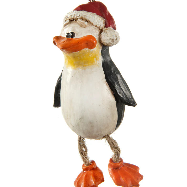 Dangly Penguin With Santa Hat Ornament | 3 Pack | Brings Spirit To Christmas Trees | Made in Lincoln, NE | Bert Anderson Collection