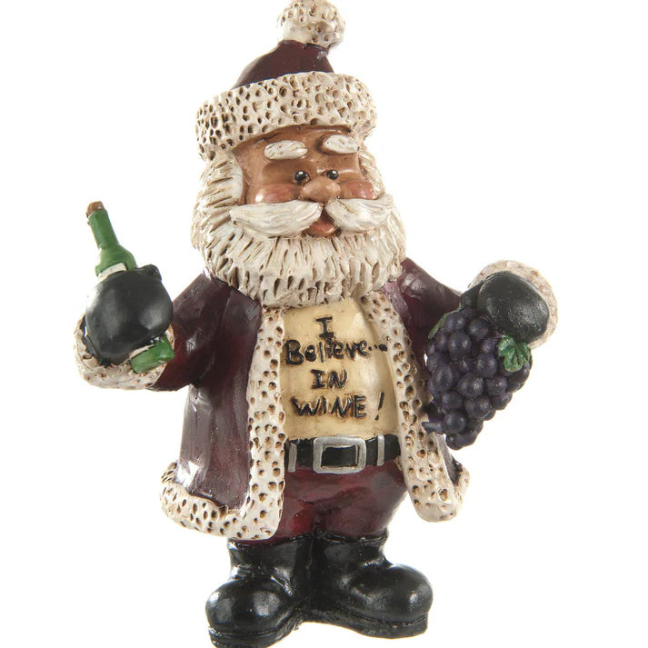 Santa with wine bottle ornament