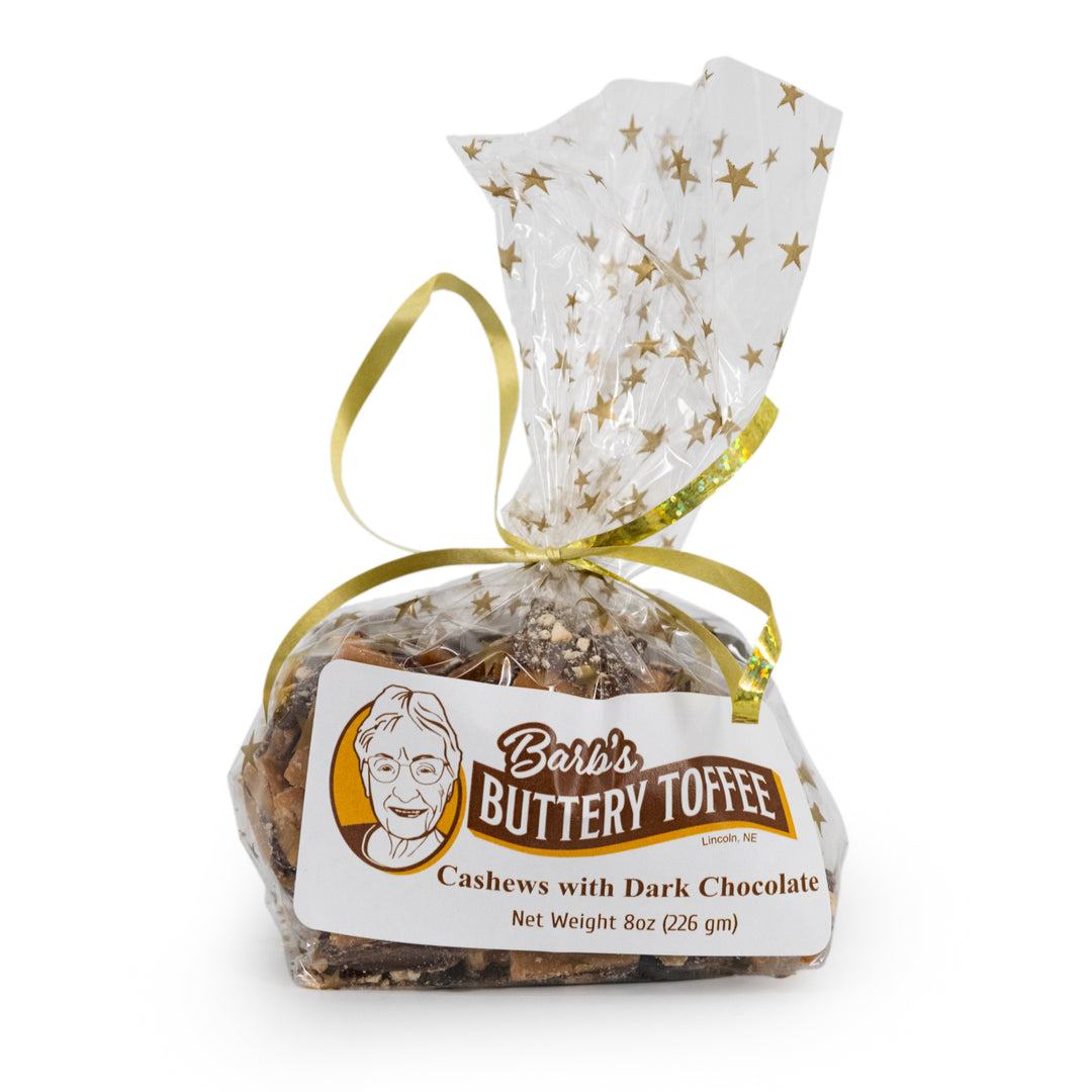 Homemade Toffee | Dark Chocolate | Barb's Buttery Toffee | Hand Made in Small Batches | Sweet ad Savory Toffee | Choose Your Nut Preference | 8 oz