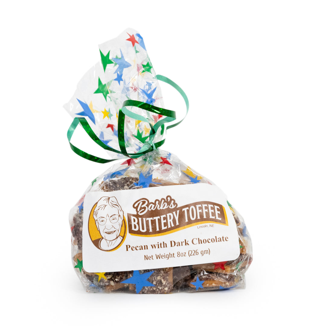 Homemade Toffee | Dark Chocolate | Barb's Buttery Toffee | Hand Made in Small Batches | Sweet ad Savory Toffee | Choose Your Nut Preference | 8 oz