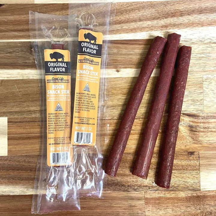 Bison Meat Stick | 1 oz. | Original Flavor | Perfect Coating Of Savory Spices | Highlights Natural Bison Flavor | Perfect Quick Snack | Low Calorie | High Protein | Great For Gift Giving | No Artificial Ingredients
