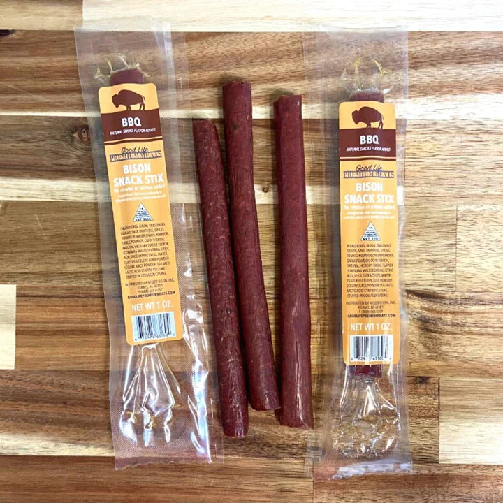 Bison BBQ Meat Stick | 1 oz. | Snack Stix | Delicious Smokey BBQ Flavor Everyone Will Love | 6 Pack | Shipping Included | Cooked To Tender Perfection | High Protein | Quick Snack | Makes Great Stocking Stuffers & Gifts | Savory Meat Stick