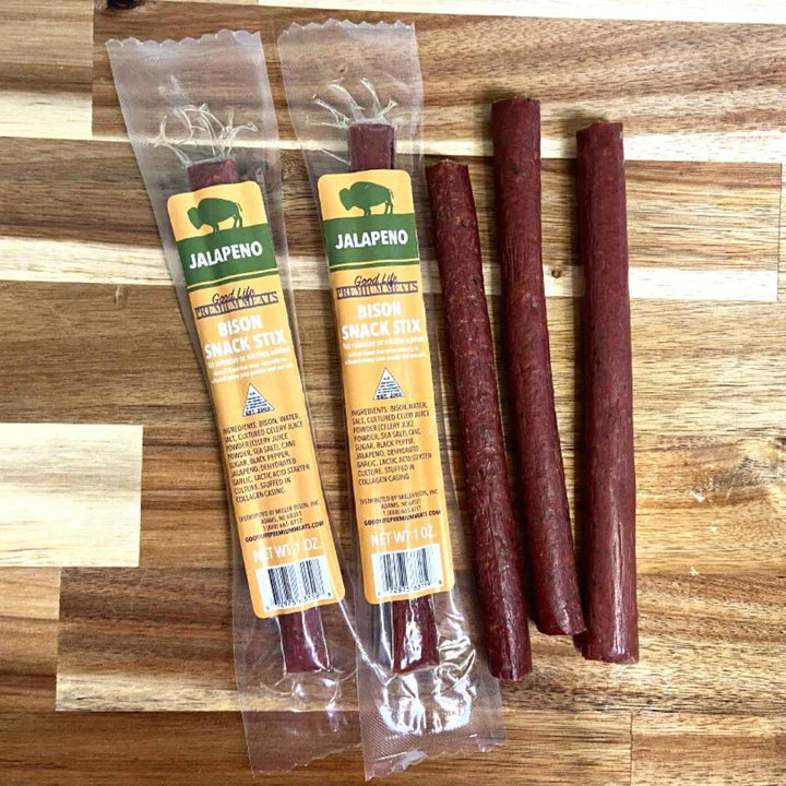 Bison Jalapeno Meat Stick | 1 oz. | Snack Stix | 12 Pack | Shipping Included | Heat-Packed | Delicious Jalapeno Flavor | High Protein Snack | Perfect For Gift Giving | Low Calorie & Low Fat Snack