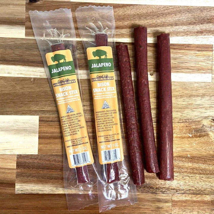 Bison Jalapeno Meat Stick | 1 oz. | Snack Stix | Spicy Kick Of Heat | Delicious, Tender Bison Meat | High Protein Snack | Perfect For Gift Giving | Low Calorie | Low Fat