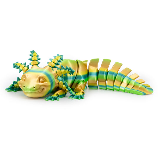 Green Blue Yellow Axolotl Figurine