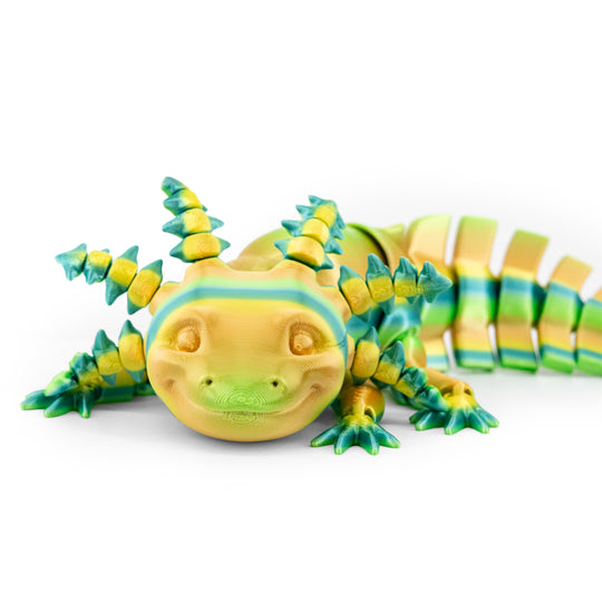 Blue Green Yellow Axolotl Figurine