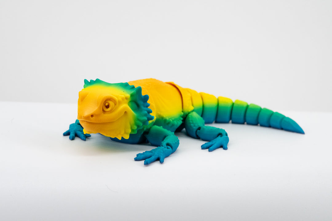 Green Blue Yellow Lizard Figurine