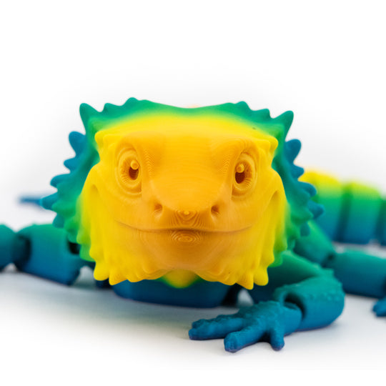 Green Blue Yellow Lizard Figurine