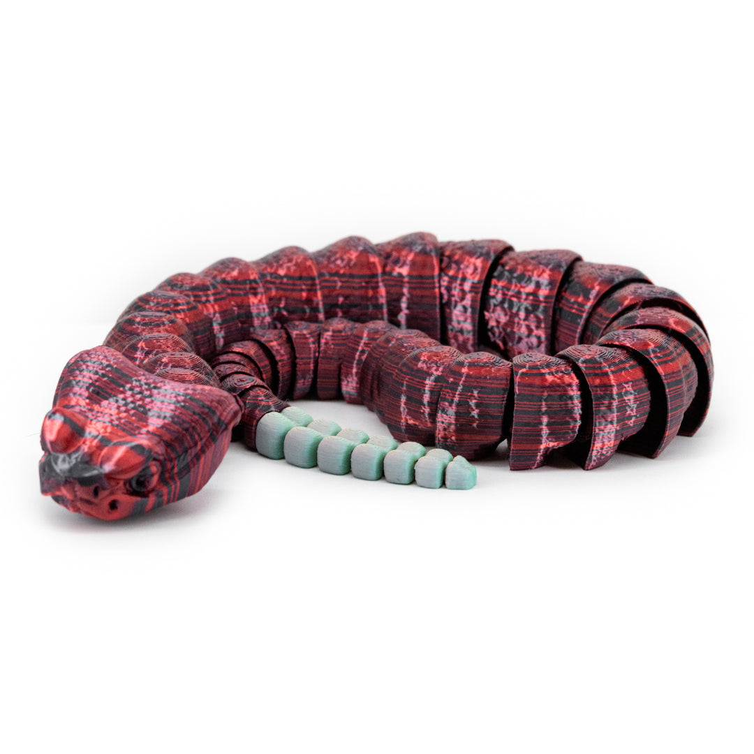 Red and Black 3D Printed Rattlesnake