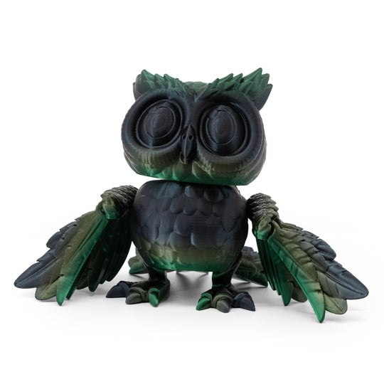 Dark Green & Black Colored 3D Printed Owl