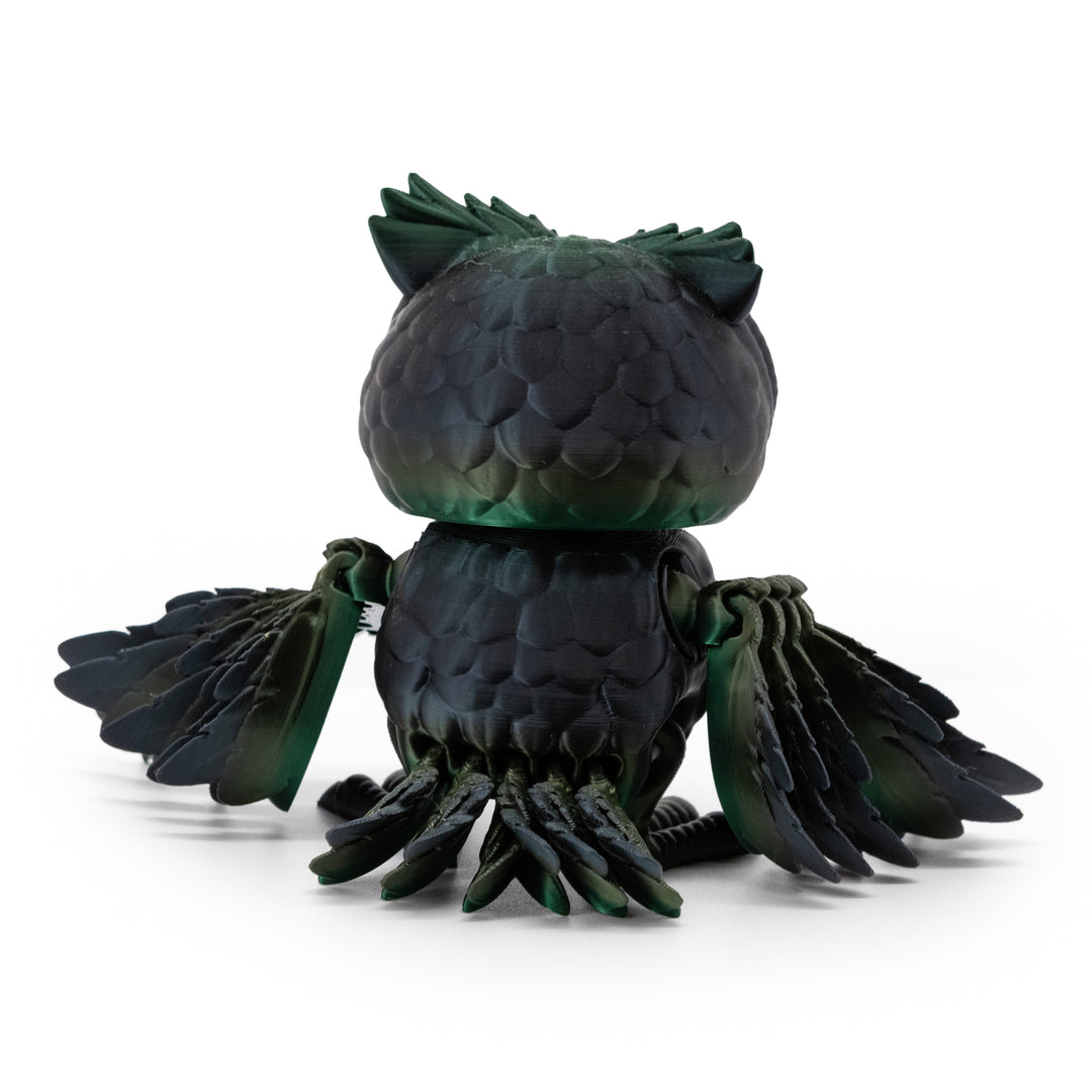 Dark Green & Black Colored 3D Printed Owl