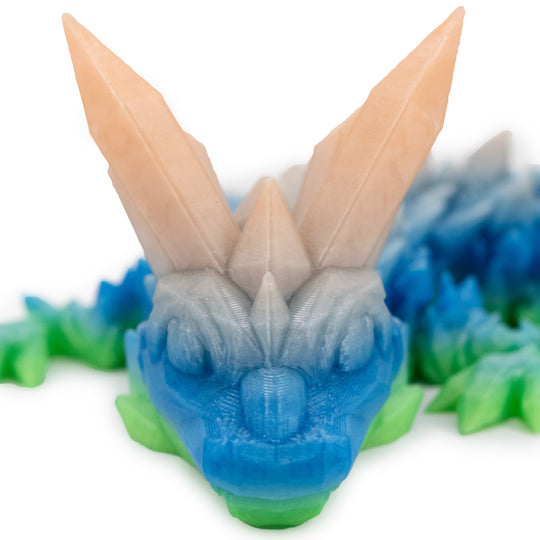 3D Printed Dragon | Crystal Dragon With Wings | 3D Printed Toy | Rotatable and Poseable | Made in Holdrege, NE | Black Sheep Productions LLC