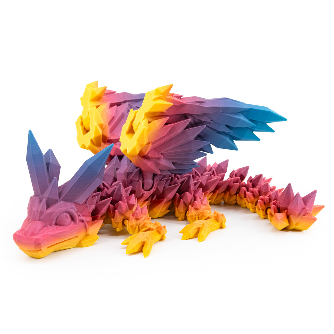 3D Printed Dragon | Crystal Dragon With Wings | 3D Printed Toy | Rotatable and Poseable | Made in Holdrege, NE | Black Sheep Productions LLC