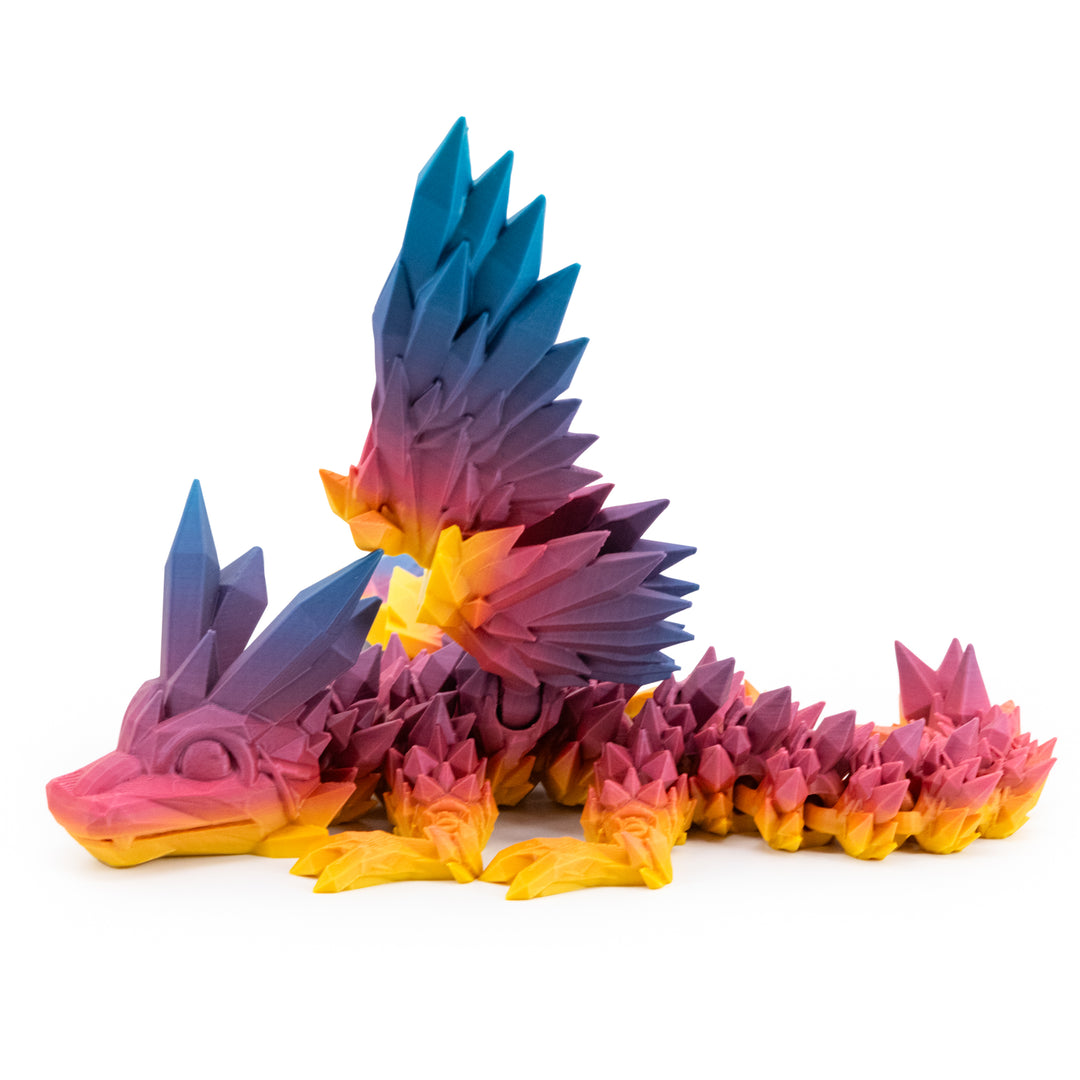 3D Printed Dragon | Crystal Dragon With Wings | 3D Printed Toy | Rotatable and Poseable | Made in Holdrege, NE | Black Sheep Productions LLC