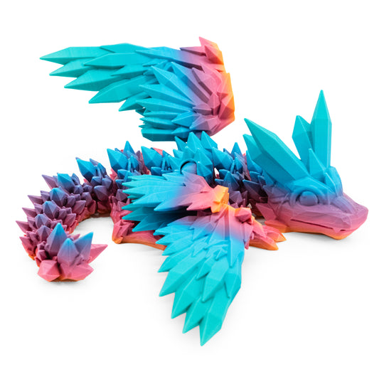 3D Printed Dragon | Crystal Dragon With Wings | 3D Printed Toy | Rotatable and Poseable | Made in Holdrege, NE | Black Sheep Productions LLC