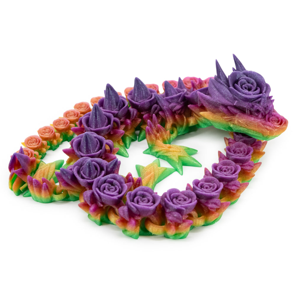 Rainbow 3D Printed Rose Dragon