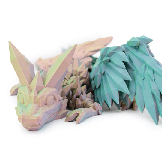 3D Printed Dragon | Crystal Dragon With Wings | 3D Printed Toy | Rotatable and Poseable | Made in Holdrege, NE | Black Sheep Productions LLC